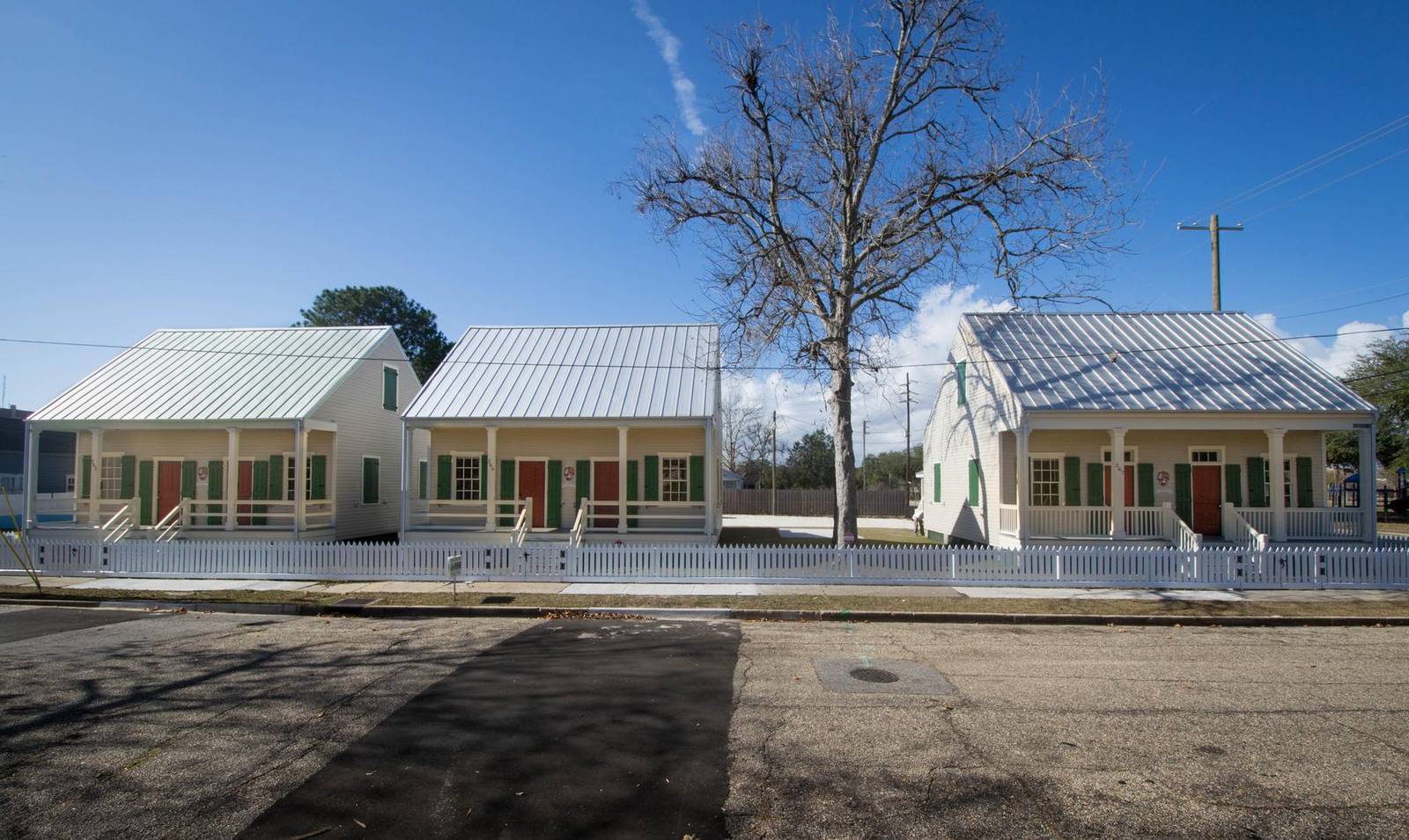 The restored 1870s Warren St. Cottages at Warren and Congress Streets, Mobile